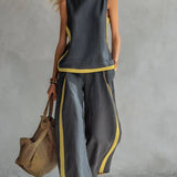 Ursula - Elegant and Casual Gilet and Trousers Set with Bicolour Finishes