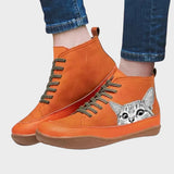 Hazel - Cat-Lover Faux Leather Boots