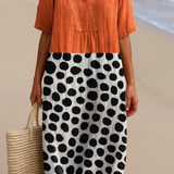 Scarlett - Orange Dress with Contrast Spots