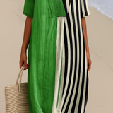 Lara - Vibrant Green Dress with Black Stripes